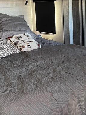 Gray Textured Comforter for Queen size camper